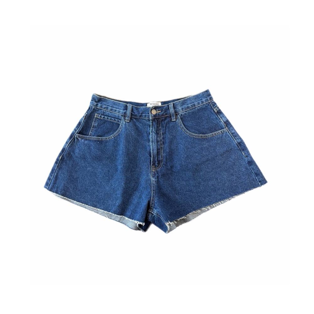 Twelve by OnTwelfth High Rise Dark Wash Raw Hem Cut Off Cotton Denim Jean Shorts